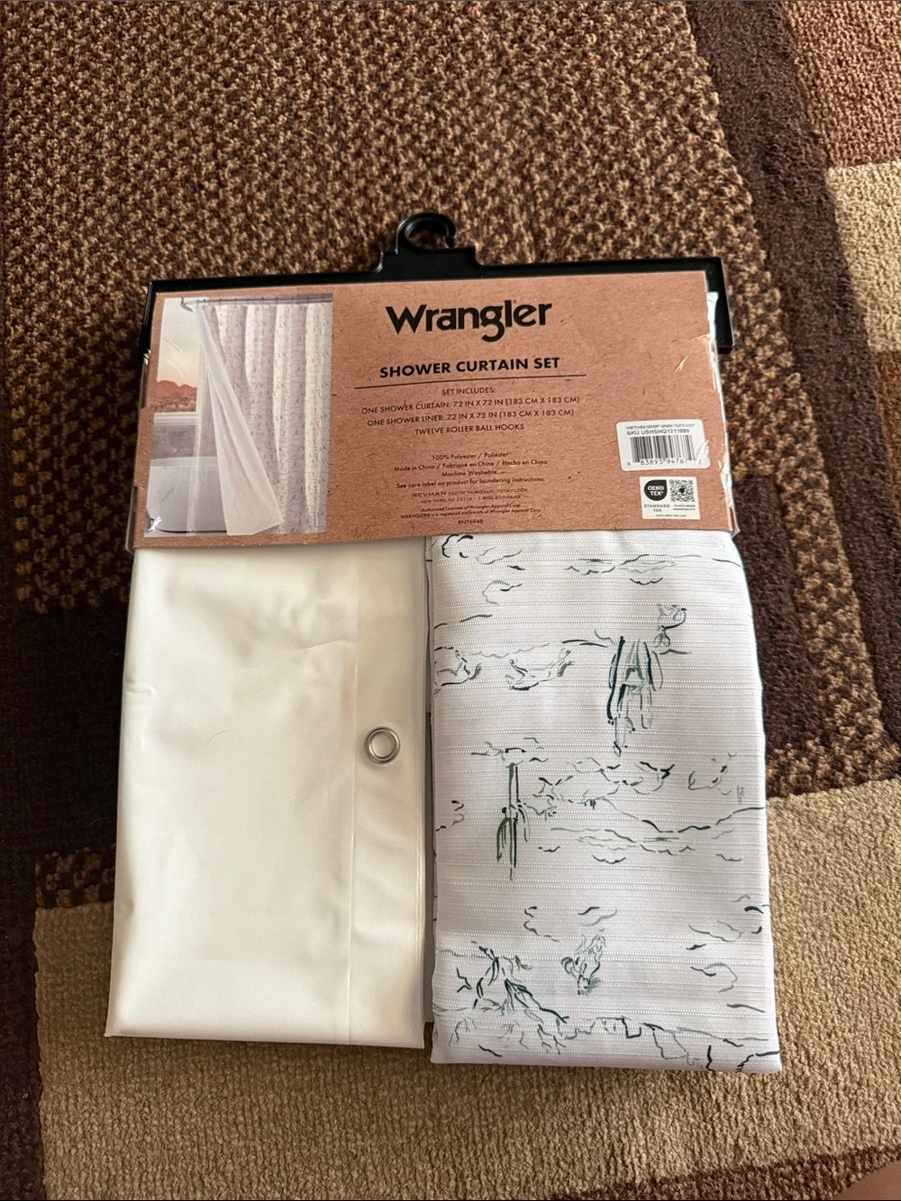 Wrangler White & Green Desert Cactus Shower Curtain Set
